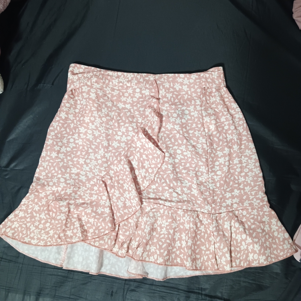 Floral Pink Ruffle Skirt